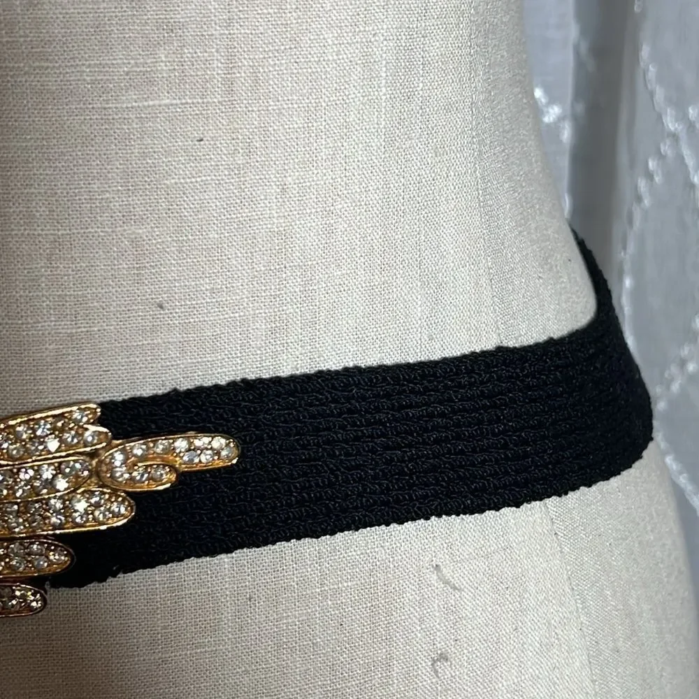 VINTAGE sparkly GOLD tone BELT with black elastic belt